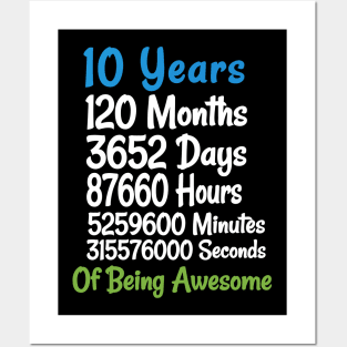 10th Birthday 10 Years Old  Vintage Retro 120 Months Posters and Art